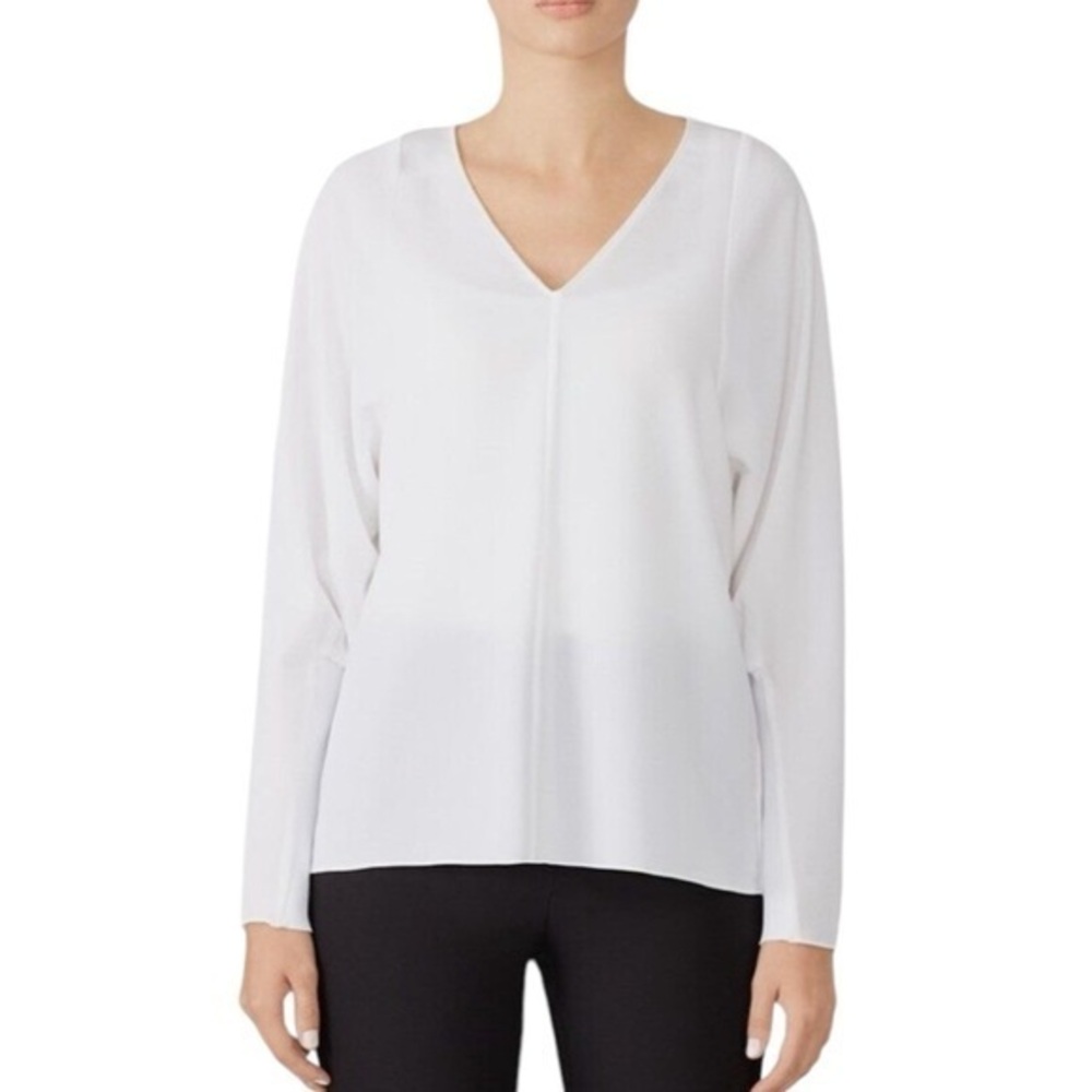 Tibi Savanna White‎ V-neck long Sleeve Blouse Top Size XS